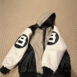 Stylish Black and Cream Bomber Jacket